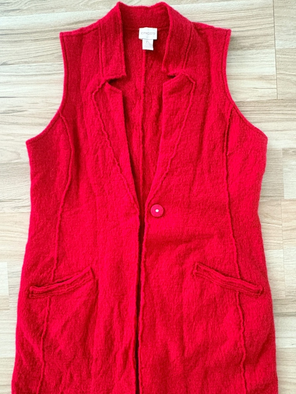 100% Wool Chico's long duster vest.